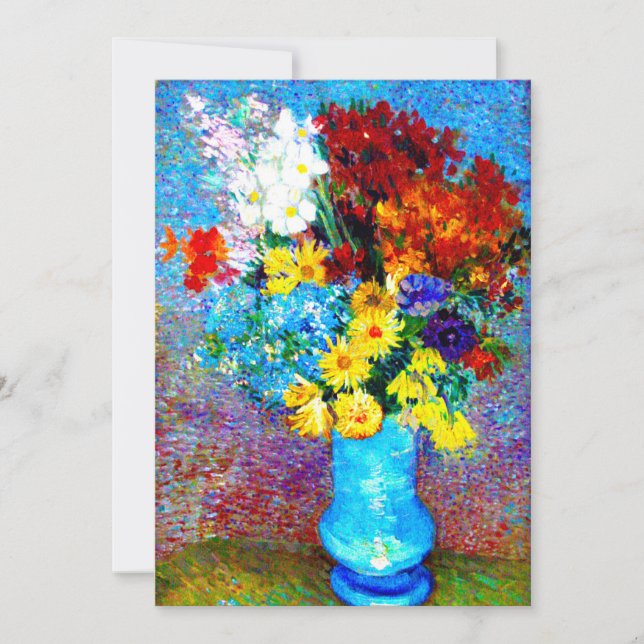 Save The Date Van Gogh Flowers dans un Vase Bleu (Devant)