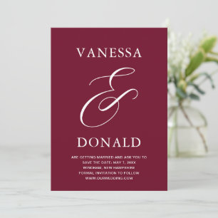 Save The Date Vanessa Burgundy Mariage moderne