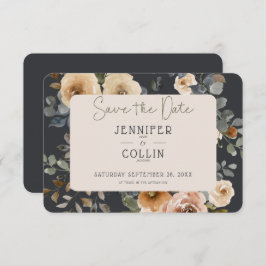 Save The Date Vanilla White Boho Rose Mariage bleu