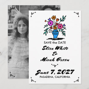 Save The Date Vase Floral Rustique Fantaisiste Jolie Esquisse Ph