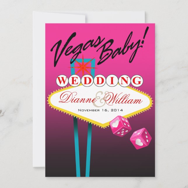Save The Date Vegas Baby ! Enregistrer la fuschie Date (Devant)