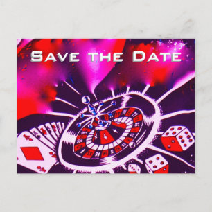 Save the Date Vegas Casino Hochzeit Lila Leidensch Ankündigungspostkarte