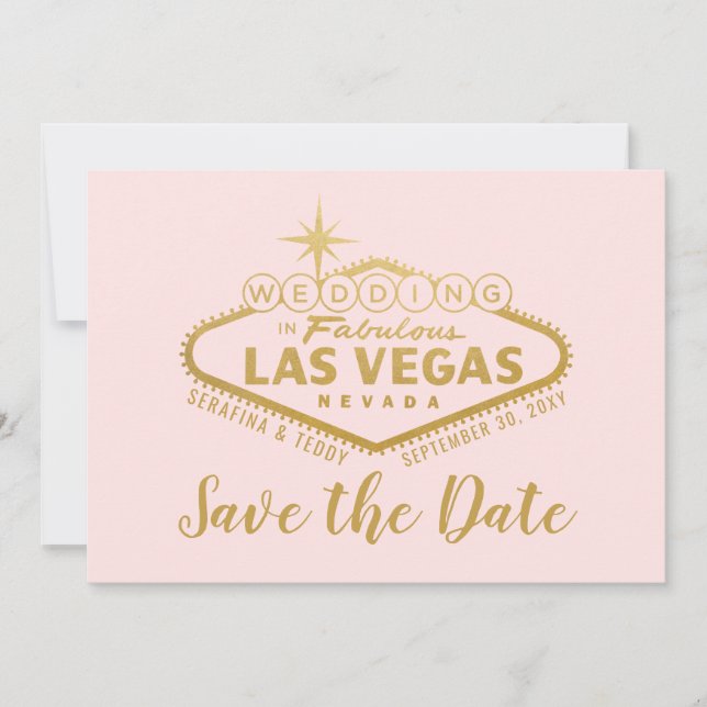 Save The Date Vegas Mariage Signer Photo Enregistrer La Date (Devant)