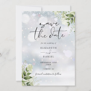 Save The Date Végétation d'hiver Floral QR Code Mariage
