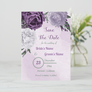 Save The Date végétation fleurie violette et blanche