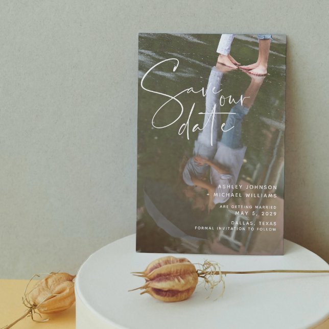 Save The Date Vellum Look Main Lettré Typographie Photo (Mark Your Calendars for Love - Customize Your Date!)