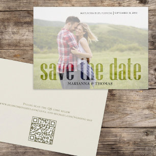 Save The Date Vellum moderne Simple Elegant Photo QR Code Site W