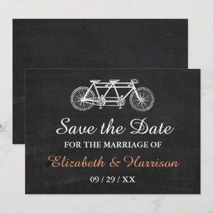 Save The Date Vélo Tandem Sur Chalkboard Mariage Enregistrer La 