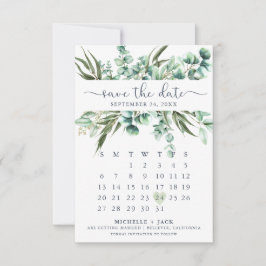 Save The Date Verdure rustique Eucalyptus Calendrier moderne