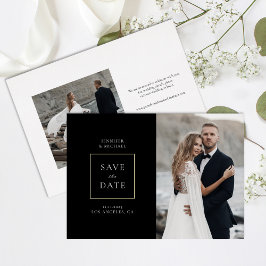 Save the Date vereinfachtes Schwarz-weißes Foto Folieneinladung