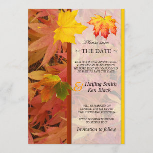 Save the Date verlässt Ahorn Hochzeit im Herbst
