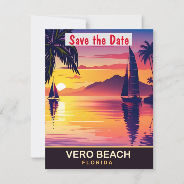 Save The Date Vero Beach, Floride, Travel Postcard, (Devant)