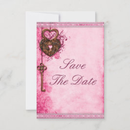 Save The Date Verrouillage du coeur et clé mariage rose Enregist