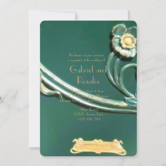 Save The Date Vert, Art nouveau, belle époque, travail du bois, 