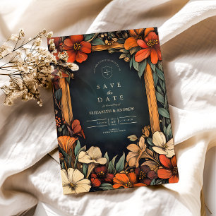 Save The Date Vert Botanique Art Nouveau Mariage