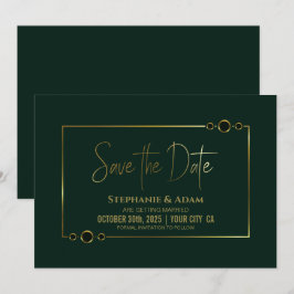 Save The Date Vert moderne avec cadre or Mariage Enregistrer la 