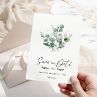 Vert moderne Mariage blanc Enregistrer la date