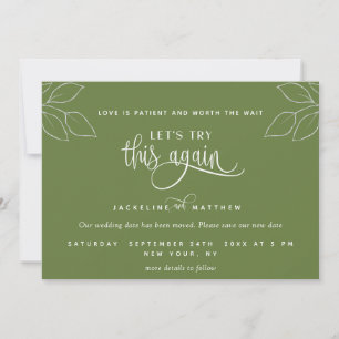 Save The Date Vert olive, Essayons de nouveau, l'amour est patie