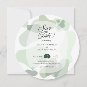 Save The Date Vert organique Mariage Abstrait géométrique