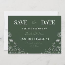 Save The Date Vert sage | Fleur sauvage Drake Nature Feuilles Au