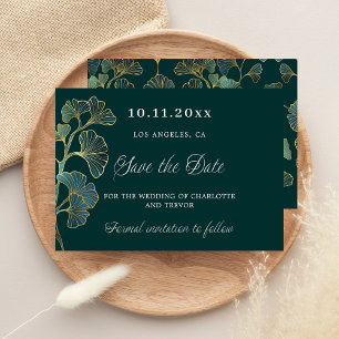Save The Date verte émeraude mariage ginkgo