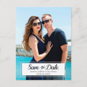 Save the Date Vertikales Foto ausschneiden Ankündigungspostkarte