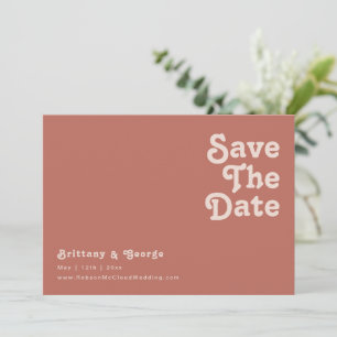 Save The Date Vibes rétro simples   Ancien Rose horizontal