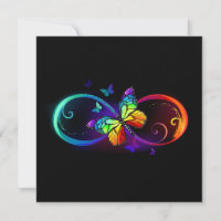 Vibrant infinity with rainbow butterfly on black