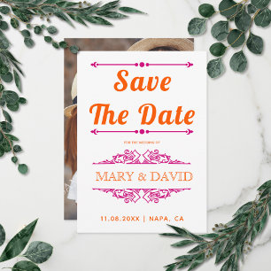 Save The Date Vibrant magnenta orange typographie Enregistrer la