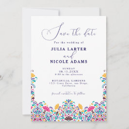 Save The Date Vibrant mexicaine Fiesta Style Mariage arc-en-ciel