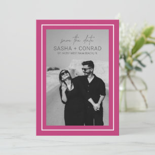 Save The Date Vibrant rose gras Frontière photo Mariage moderne