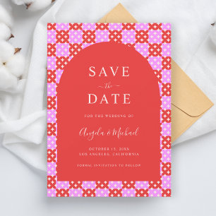 Save The Date Vibrant rose vif et rouge Mariage moyen du milieu