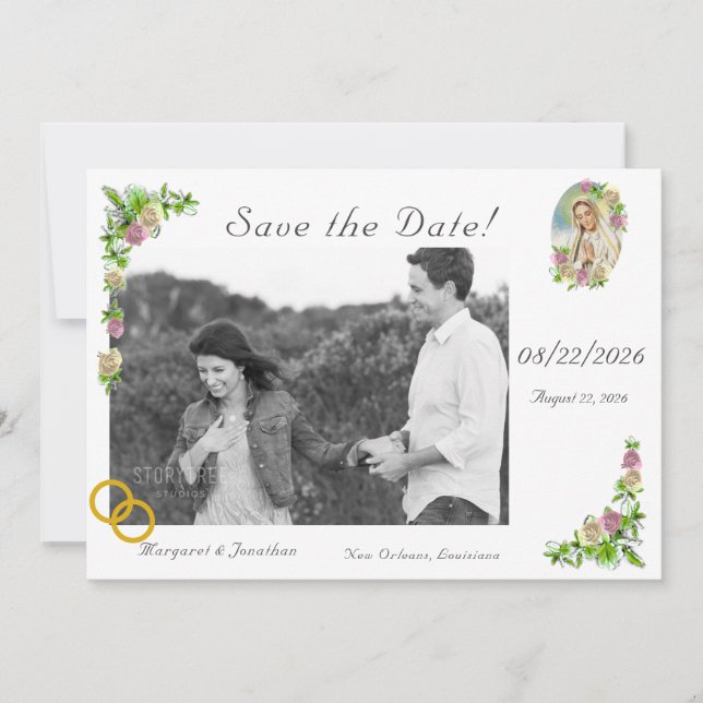 Save The Date Vierge Marie Nuptiale Sauvegarder la date Signet (Devant)