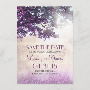 Save The Date Vieux chêne violet romantique enregistrer les cart
