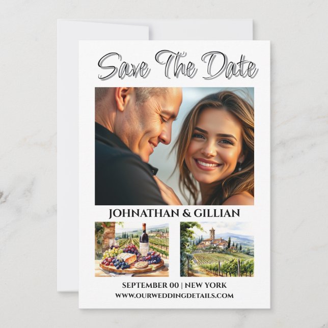 Save The Date Vignoble italien photo enregistrer la date vin ten (Devant)
