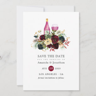 Save The Date Vin de la Bourgogne et de la Marine Noël Mariage f