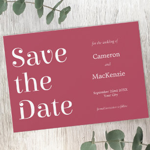 Save The Date Vin minimaliste moderne Mariage rouge Enregistrer 
