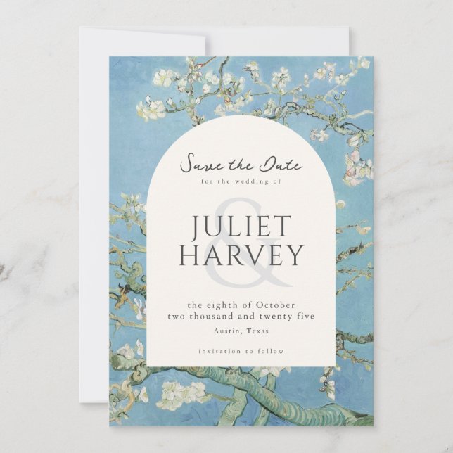 Save The Date Vincent Van Gogh Almond Blossom Floral Mariage (Devant)