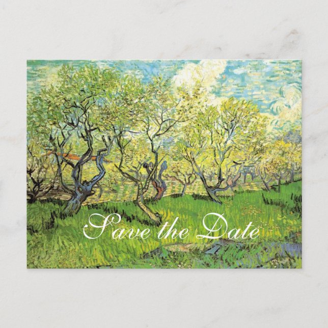 Save the Date, Vincent van Gogh, Obstgarten in Blo Ankündigungspostkarte (Vorderseite)