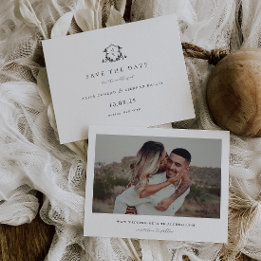 Save The Date Vins intemporels Crête noire Monogramme Photo