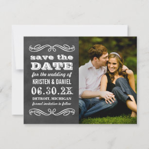 Save The Date Vintage Black Chalkboard Mariage photo