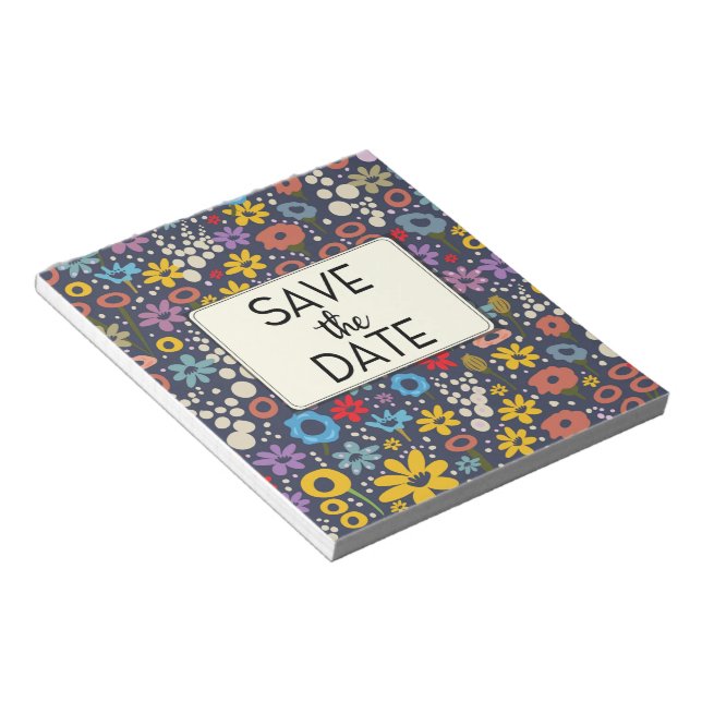Save the Date Vintage Blumenmuster Notizblock (angewinkelt)