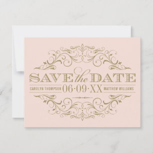 Save The Date Vintage Blush et Mariage d'or antique