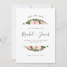 Vintage Blush rose Florals Mariage Enregistrer la 