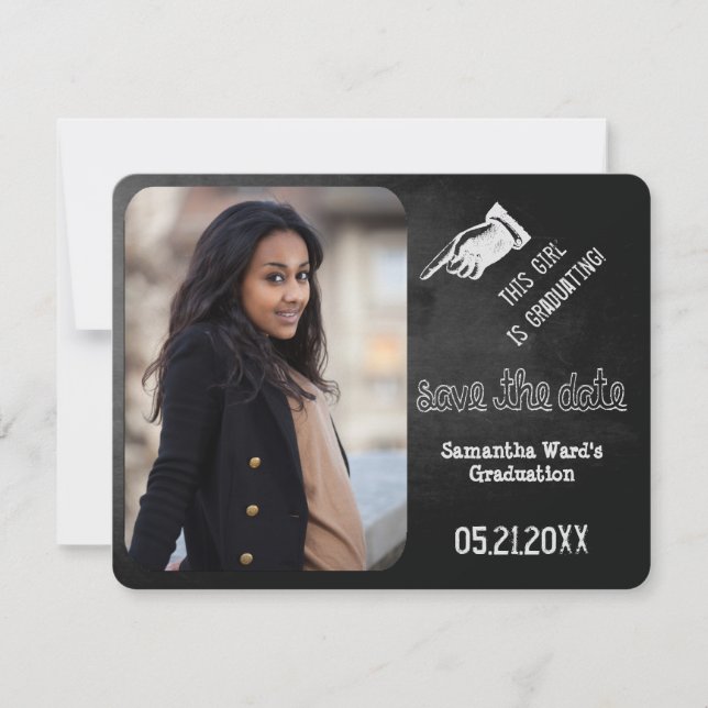Save The Date Vintage Chalkboard Graduation Photo Enregistrer La (Devant)