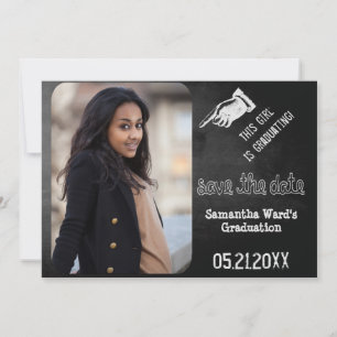 Save The Date Vintage Chalkboard Graduation Photo Enregistrer La