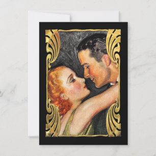Save the Date Vintage Couple Black