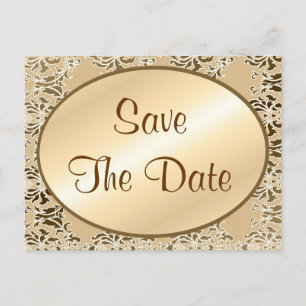 Save The Date Vintage Damask Postkarten