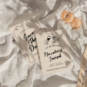 Save The Date Vintage écriture manuscrite Scribble Mariage moder