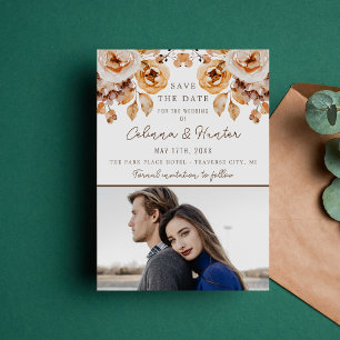 Save The Date Vintage Floral Automne Fleurs séchées Mariage